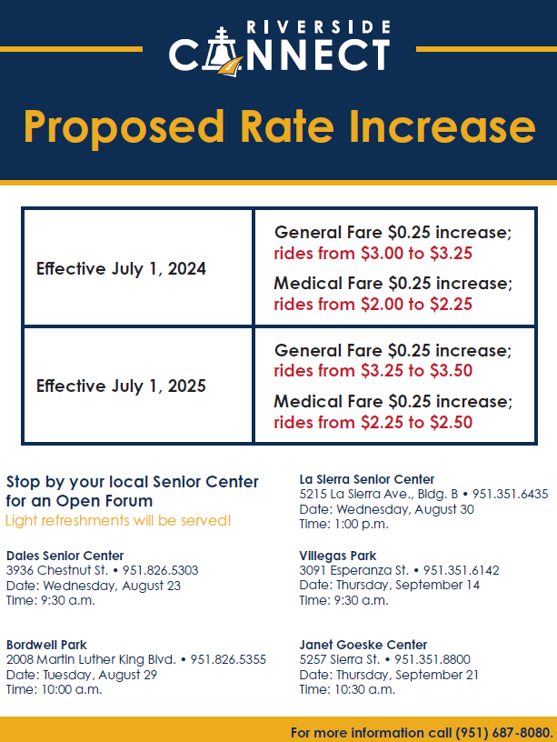 New Transit Rate Increases