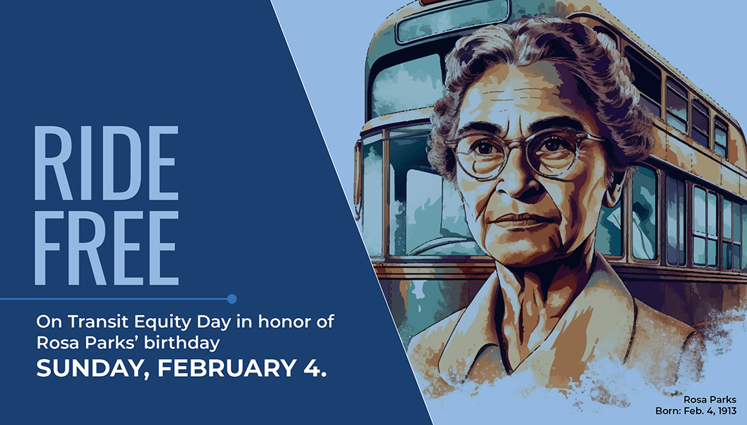 Transit Equity Day graphic - February 4th - ride metro link for free