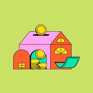 Graphic of a house as a piggy bank 