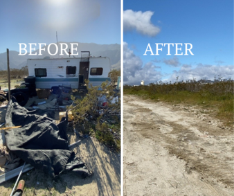 Before and After of trash heap