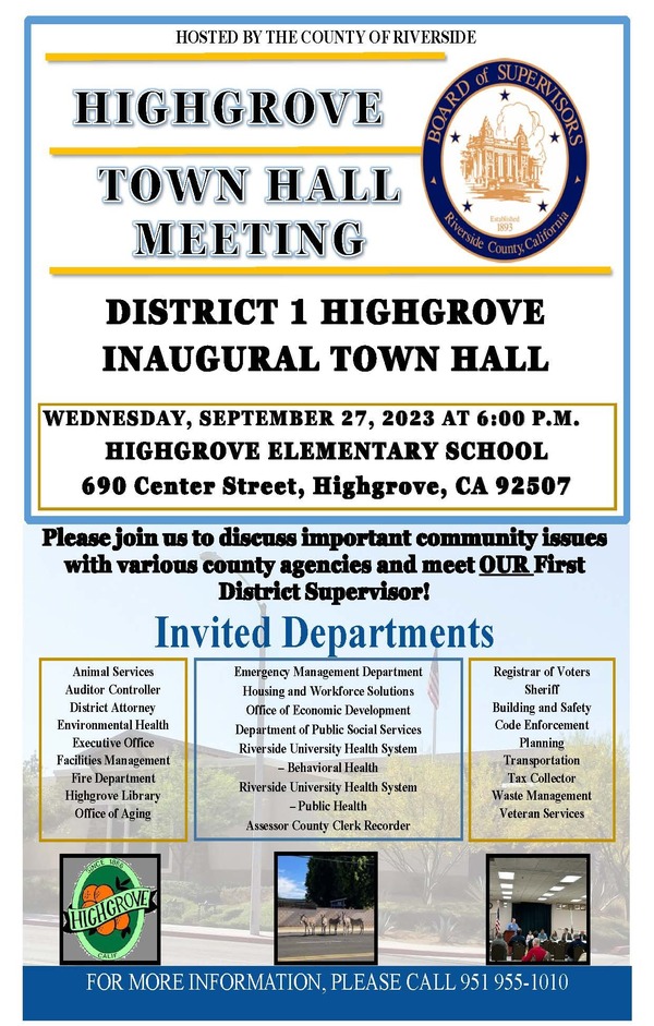 Town Hall Tonight and Update on Mt. Vernon and Center St. Riverside