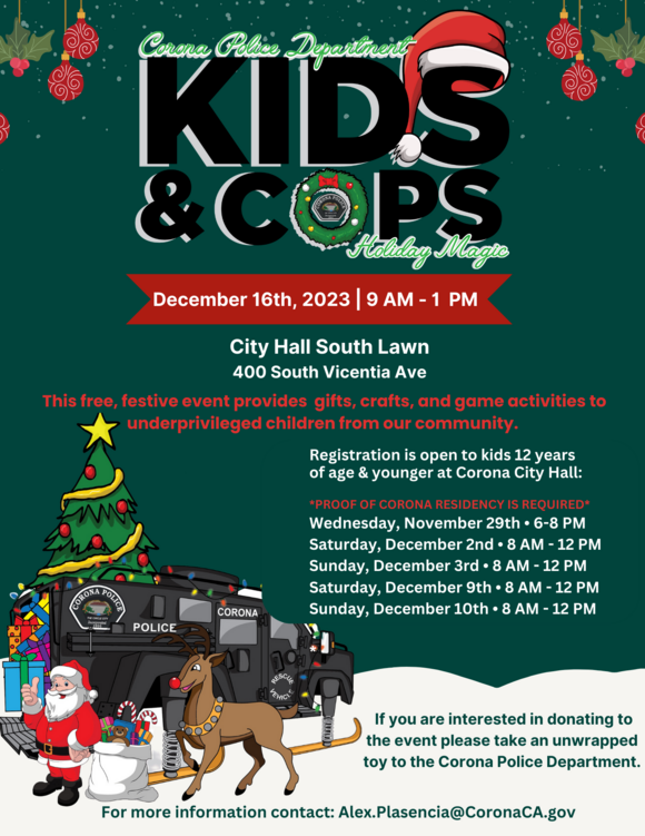 Corona Police Department Kids & Cops Holiday Magic