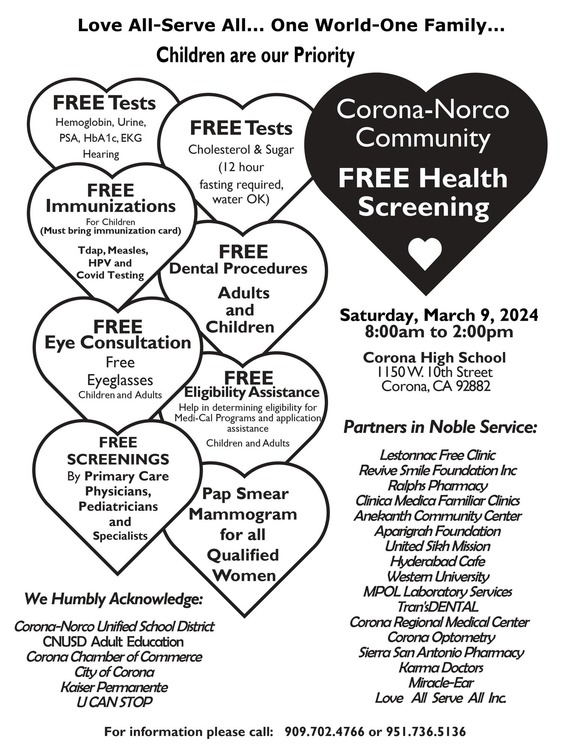 Corona-Norco Community FREE Health Screening