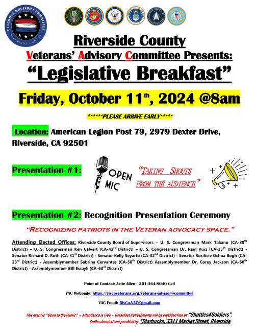 Veterans Advisory Committee Legislative Breakfast