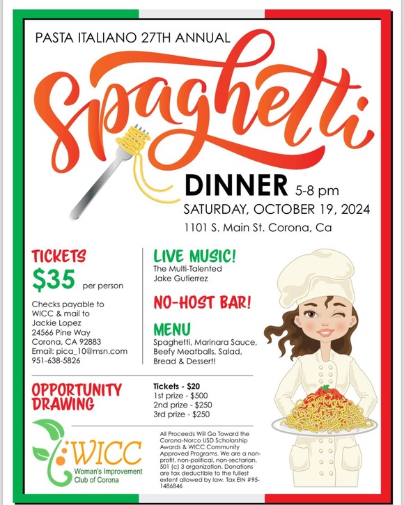 WICC 27th Annual Pasta Spaghetti Dinner