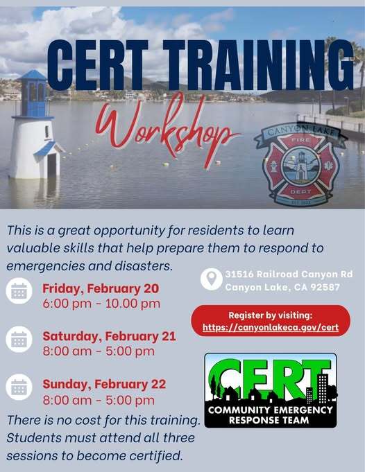 Canyon Lake Fire Department Cert Training Workshop