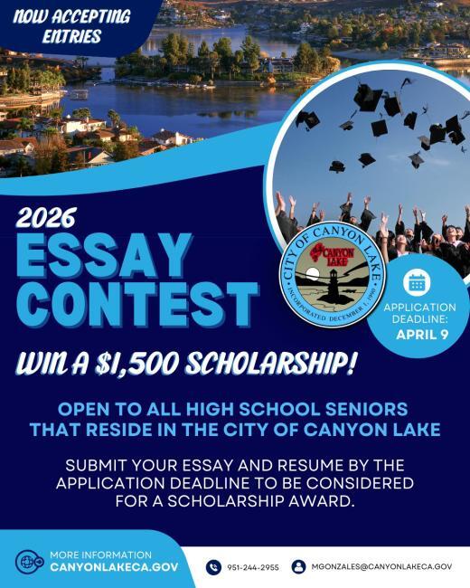2026 City of Canyon Lake Scholarship Essay Contest for Canyon Lake High School Students
