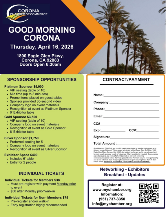 Good Morning Corona - Small Business Development Center (SBDC)