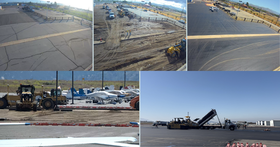 Photos of the apron construction at Hemet-Ryan and French Valley airports