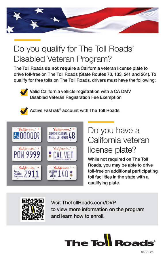 Disabled Veteran Program Toll Roads