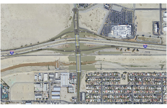 Aerial view of the Interstate 10-Monroe interchange