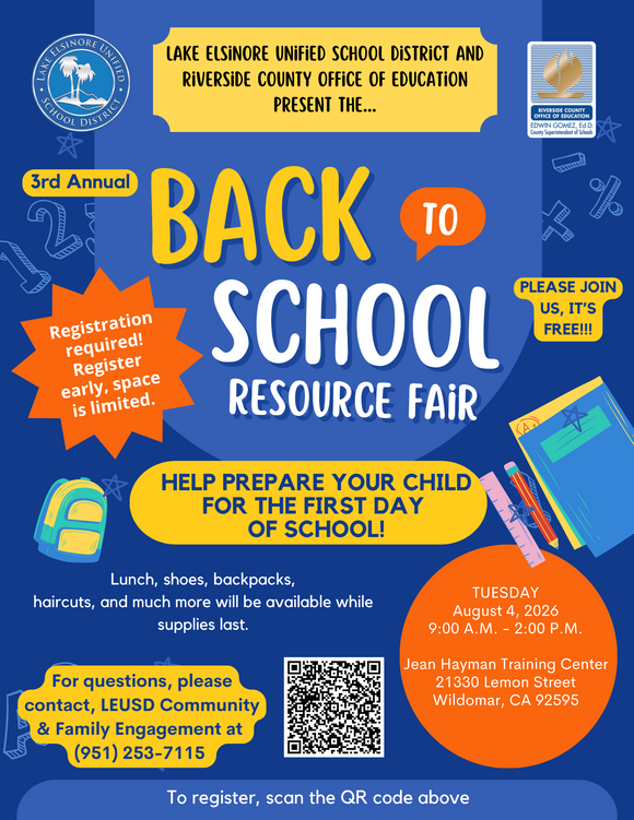 Lake Elsinore Back to School Resource Fair!