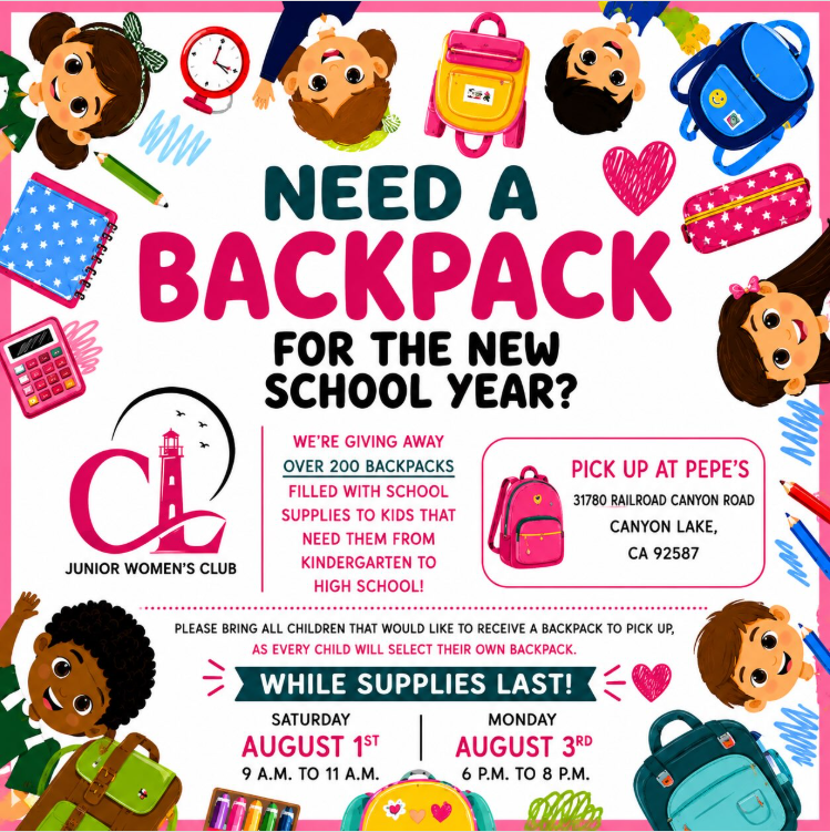 Canyon Lake Backpack Giveaway