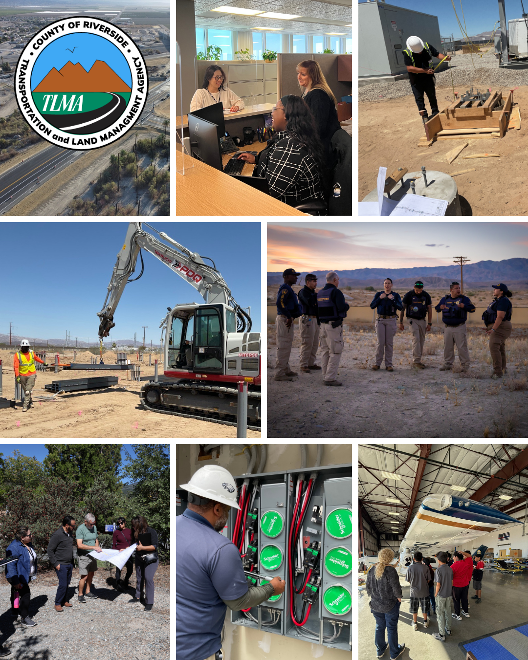 TLMA banner with departments represented in a collage