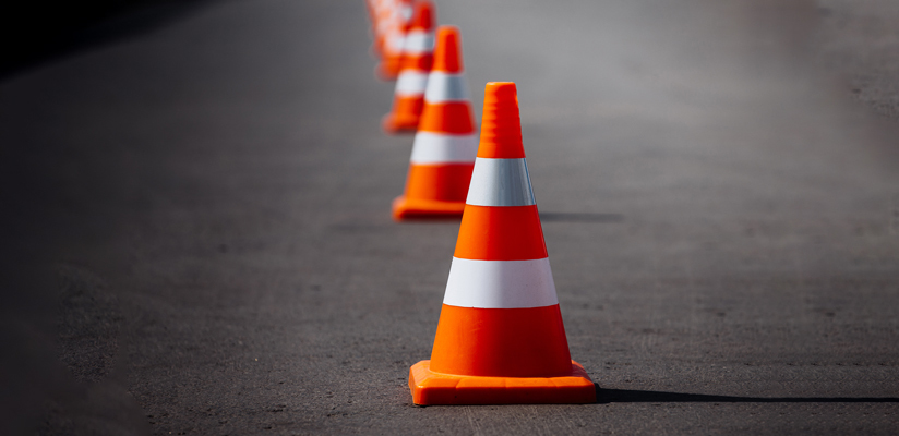 Safety cones in street
