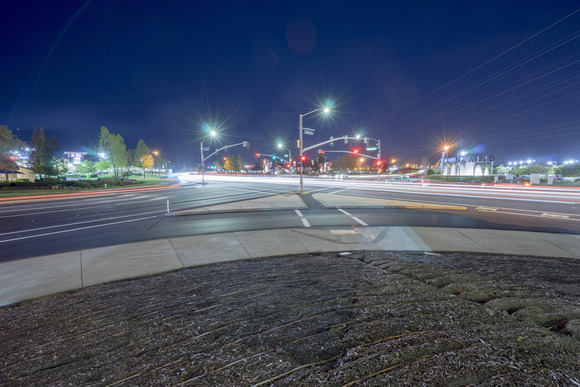 Roseville Parkway intersection nighttime