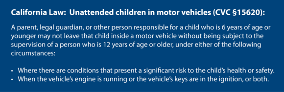 Kid left in car law