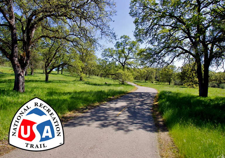 Miner's Ravine Trail with National Recreation Trail emblem