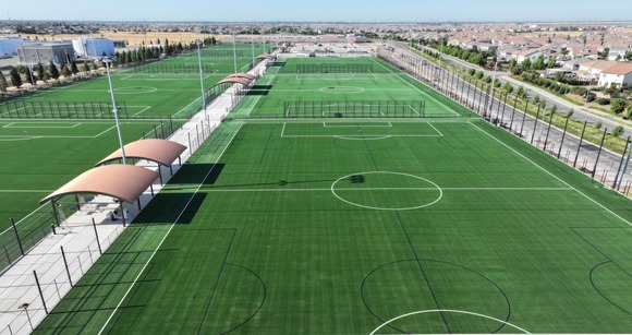 Aerial photo of a soccer field at the Pacer Valley Sports Complex