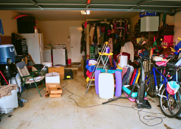 Photo of a messy garage