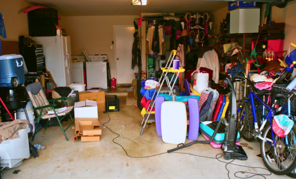 Photo of a messy garage