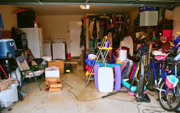 Photo of a messy garage