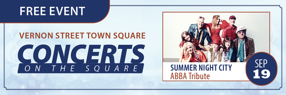 Free Event. Concerts on the Square banner.