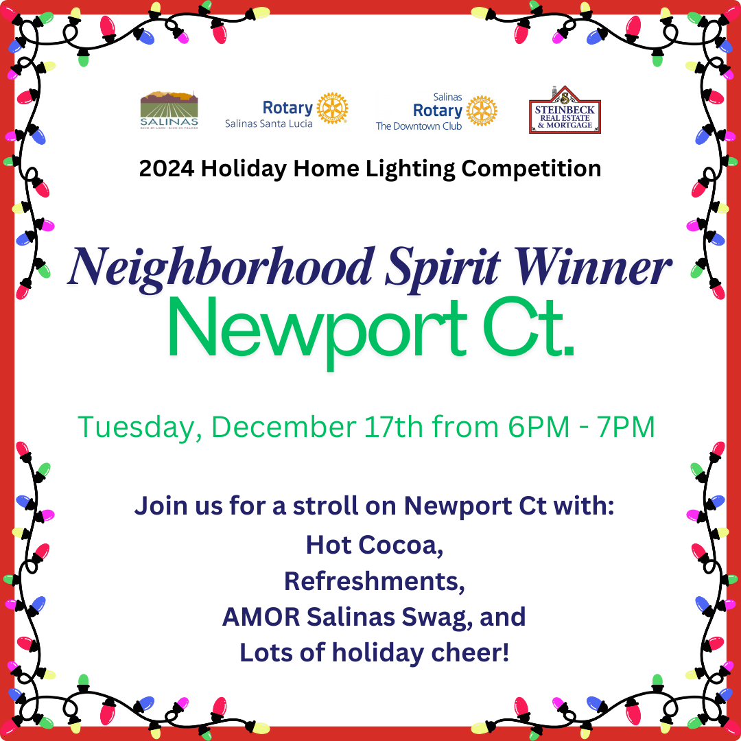 Invitation to view lights at Newport Ct on Tuesday, December 17th from 6PM - 7PM