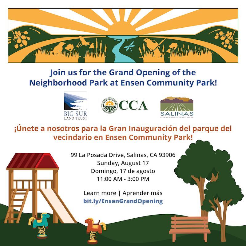 grand opening flyer for Ensen Community Park