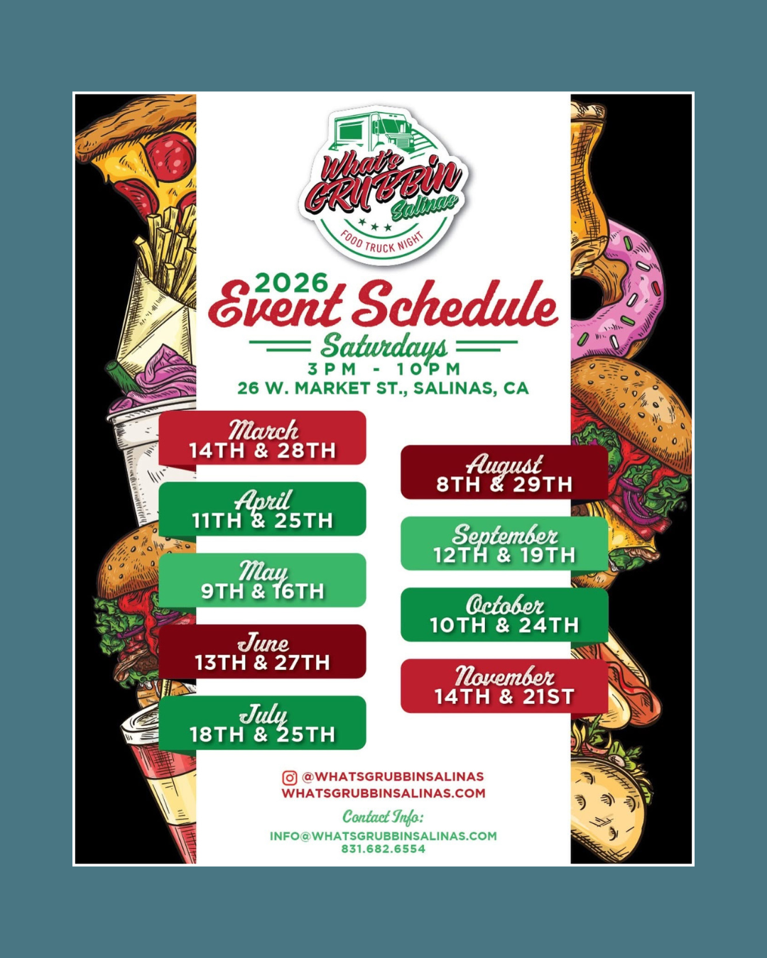What's Grubbin 2026 Food Truck Night March 14 & 28 