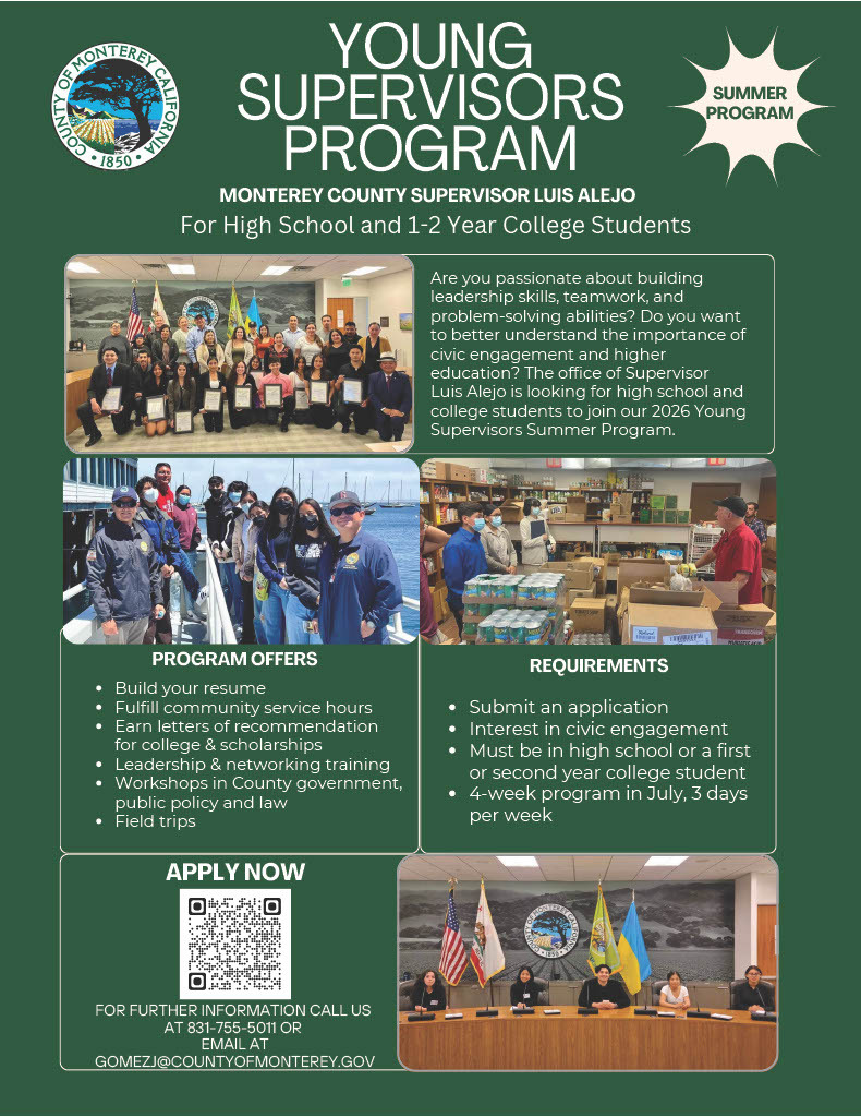 Young Supervisors Program Monterey Health Dep