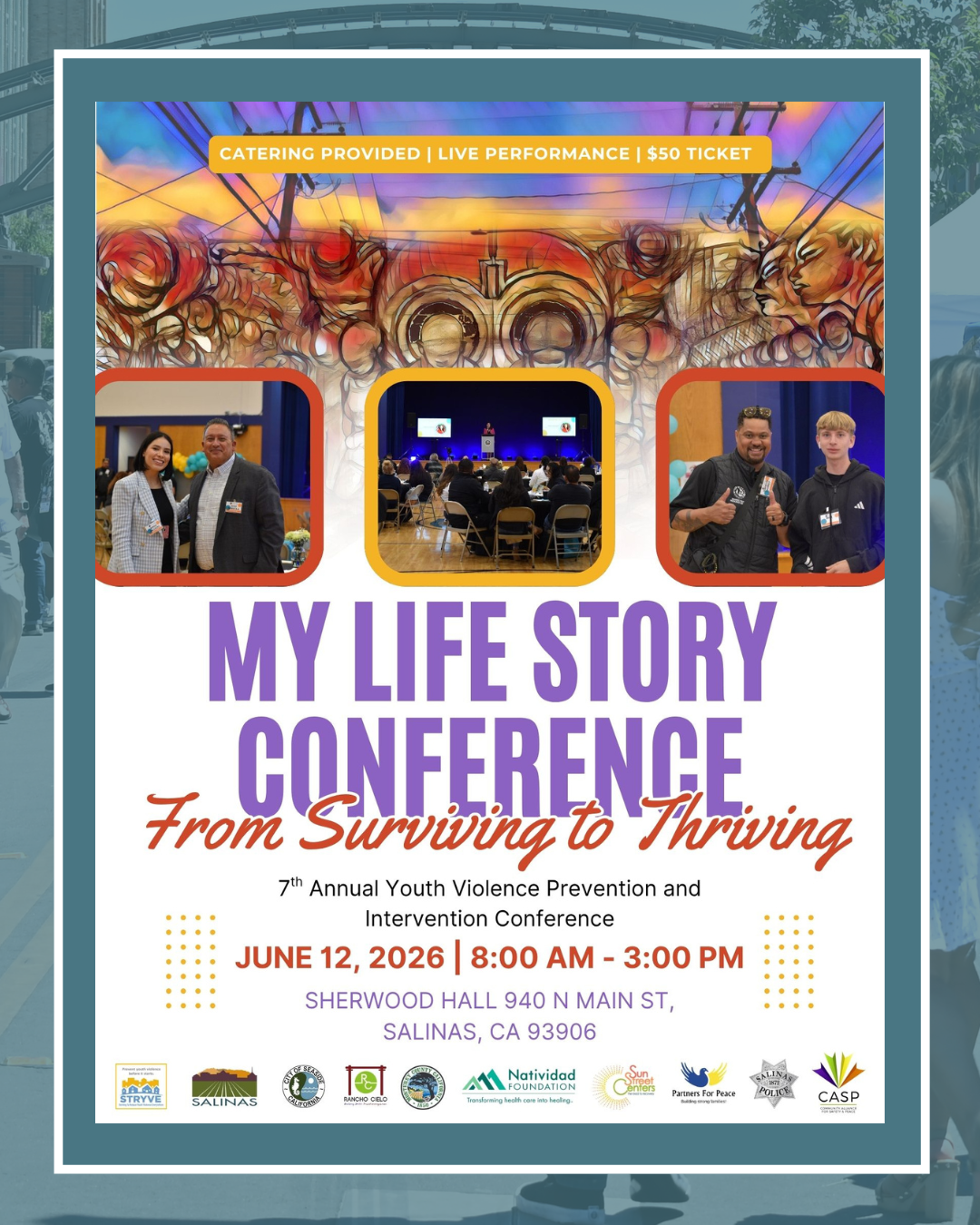 My life story conference event flyer june 12, 2026 8am to 3pm at sherwood hall