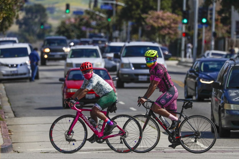 biking with face masks