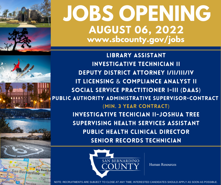 Jobs opening 8-6-22
