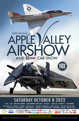 A poster with a plane advertising the airshow at Apple Valley Airport.