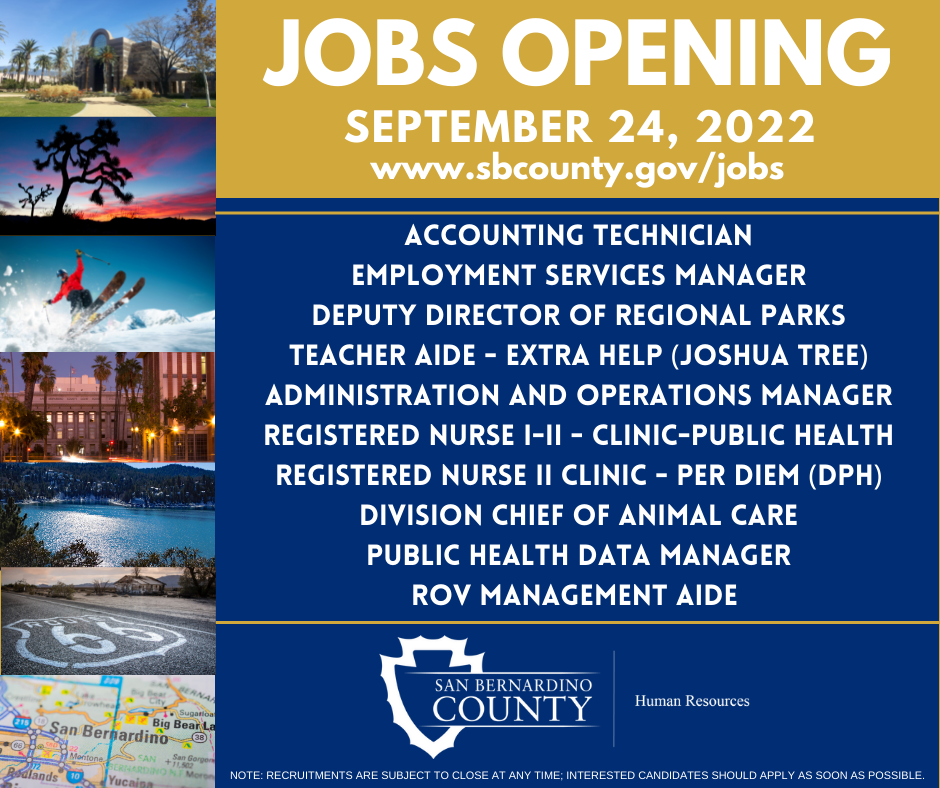 A graphic that lists all the job openings in the County on Sept. 24