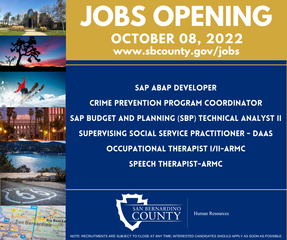  A graphic listing the open jobs within the county the week of Oct. 8.