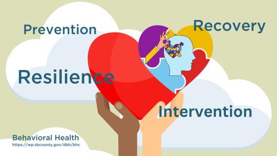 A graphic of inclusive hands holding a heart with another heart with a head and puzzle brain.