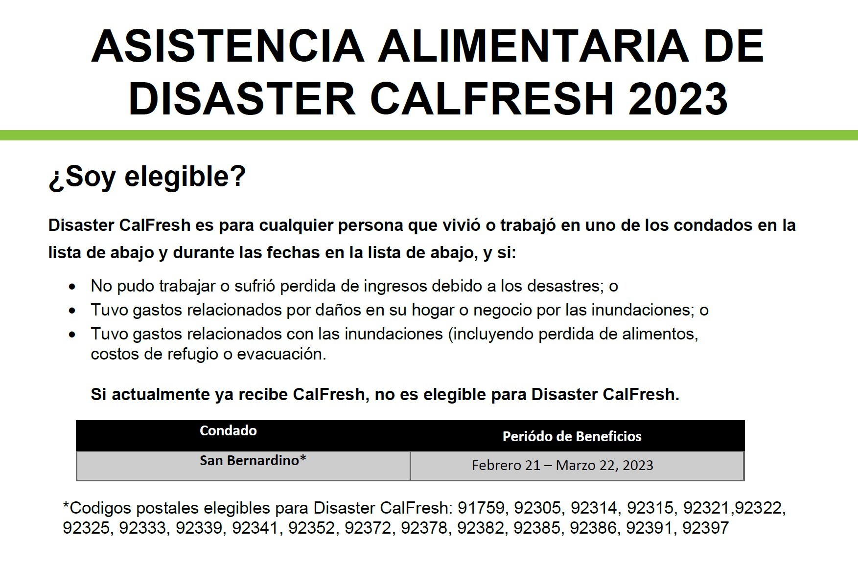 Cal Fresh Deadline Spanish