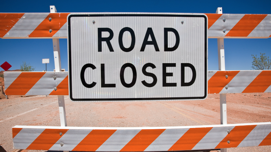 road closure sign