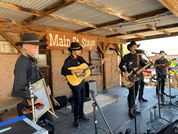 The Storytellers band performs at California Days main stage at Calico Ghost Town.