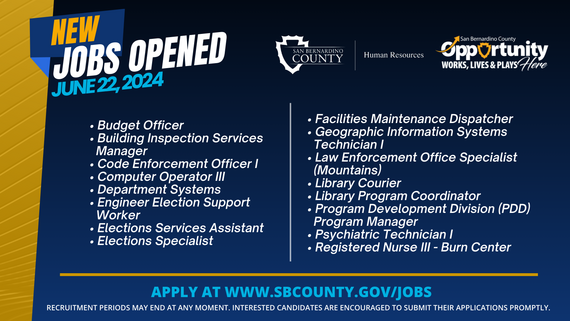 A graphic listing the current highlighted jobs in the county.