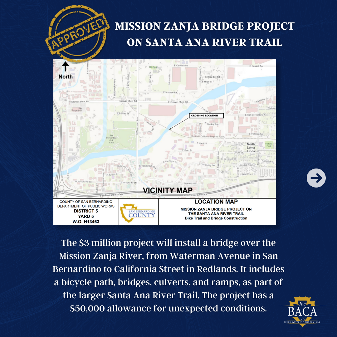 Approved Mission Zanja Bridge Project on Santa Ana River Trail
