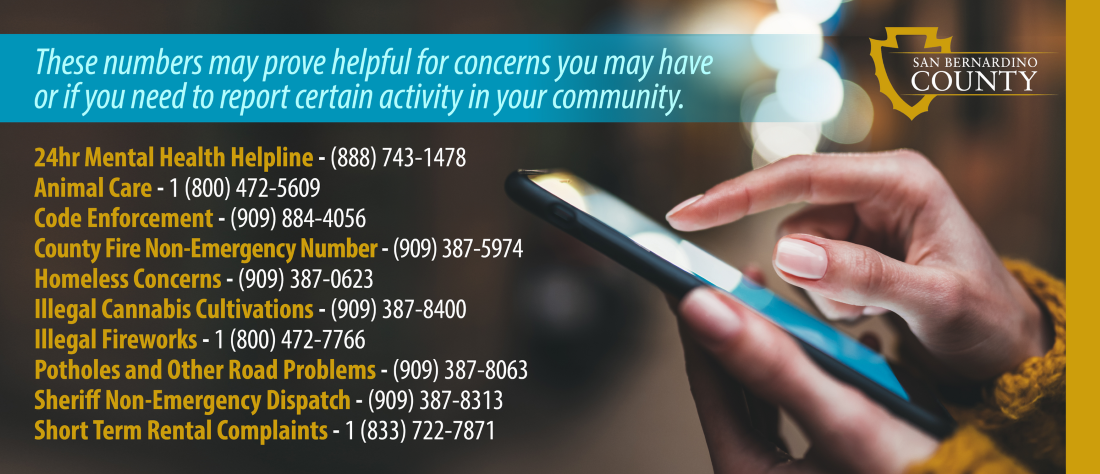 San Bernardino County Important Phone Numbers