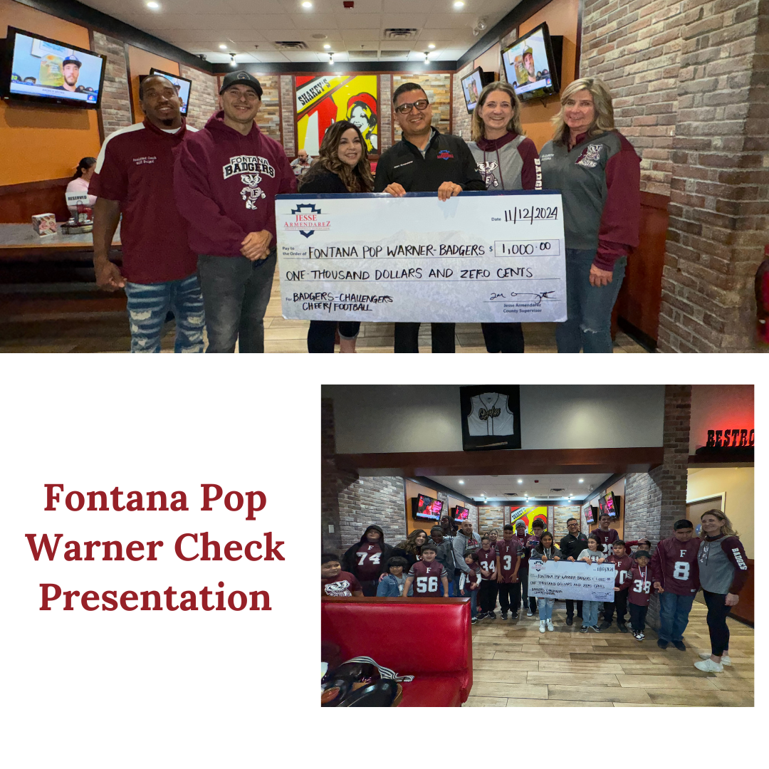 Fontana Pop Warner Check Presentation