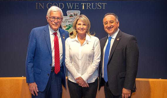 Supervisor Col. Paul Cook (Ret.), Chairman and Supervisor Dawn Rowe, and Vice Chair and Supervisor Joe Baca, Jr.