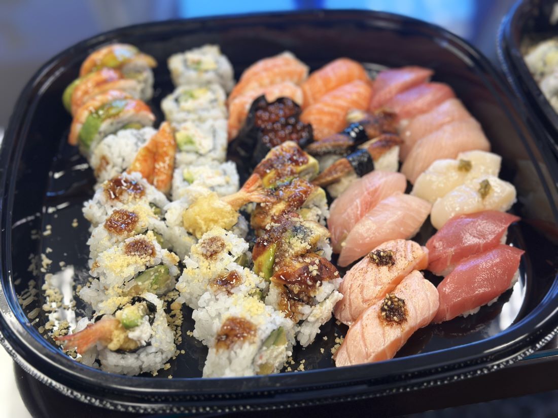 Platter of sushi and sashimi from Imari Sushi