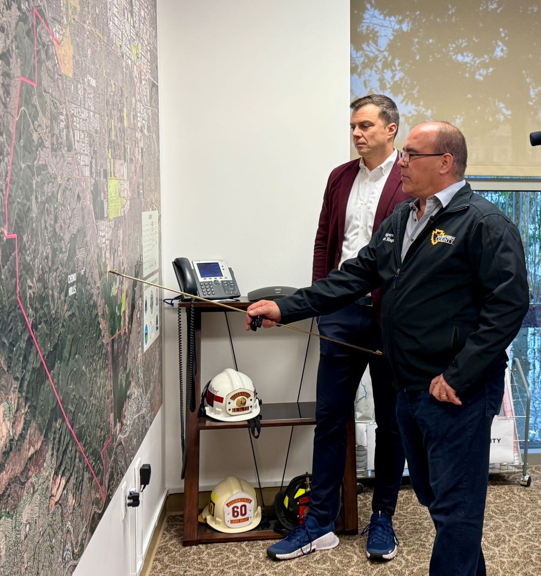 Supervisor Hagman with KCAL 9 Reporter