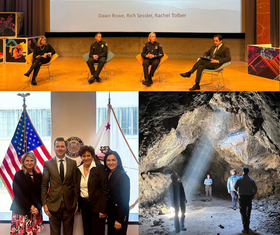 Montage shows the tour of Mojave National Preserve, a legislative inquiry trip to Sacramento, and the Redlands Fire Preparedness Panel discussion