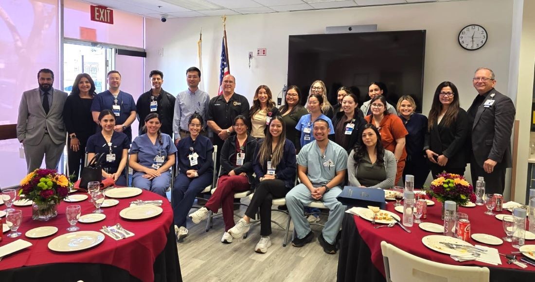 Supervisor Hagman and the 66 graduating ER nursing students from Chino Valley Medical Center.